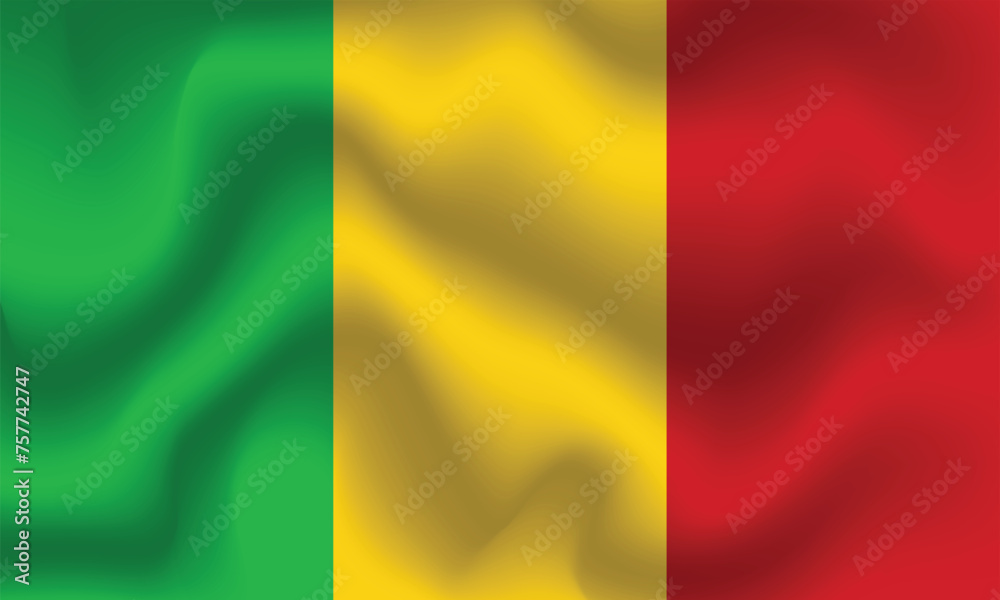 Flat Illustration of Mali national flag. Mali flag design. Mali Wave flag.
