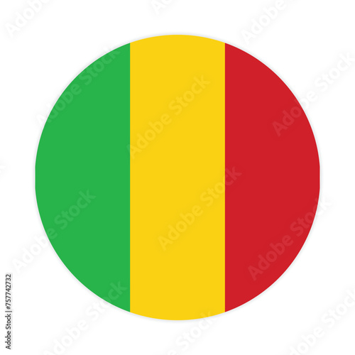 Mali national flag vector icon design. Mali circle flag. Round of Mali flag.
