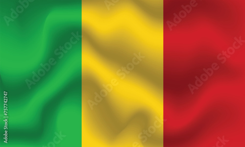 Flat Illustration of Mali national flag. Mali flag design. Mali Wave flag.

