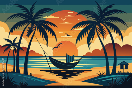 silhouette-image-a-serene-beach-scene-with-palm-tree.eps © saifur rahaman