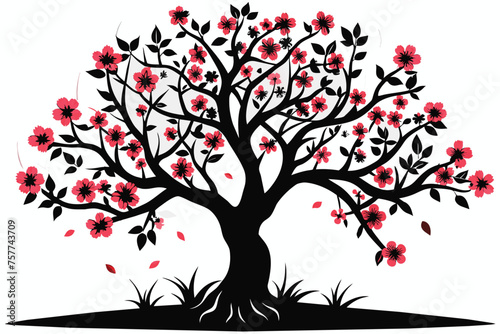 silhouette-image-blossom-apple-tree-white-backgrou .eps