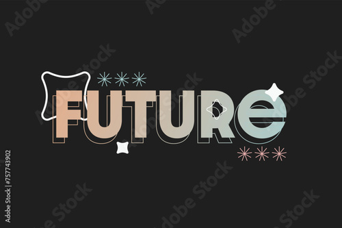 Bold Modern 'Future' Typography in lowercase with blinking flat Shapes on black background 