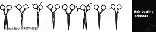 Set of Hair cutting scissors silhouette stock illustration 