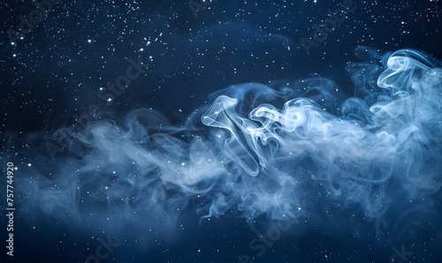 Smoke on the background of the night sky with stars, Generative AI 