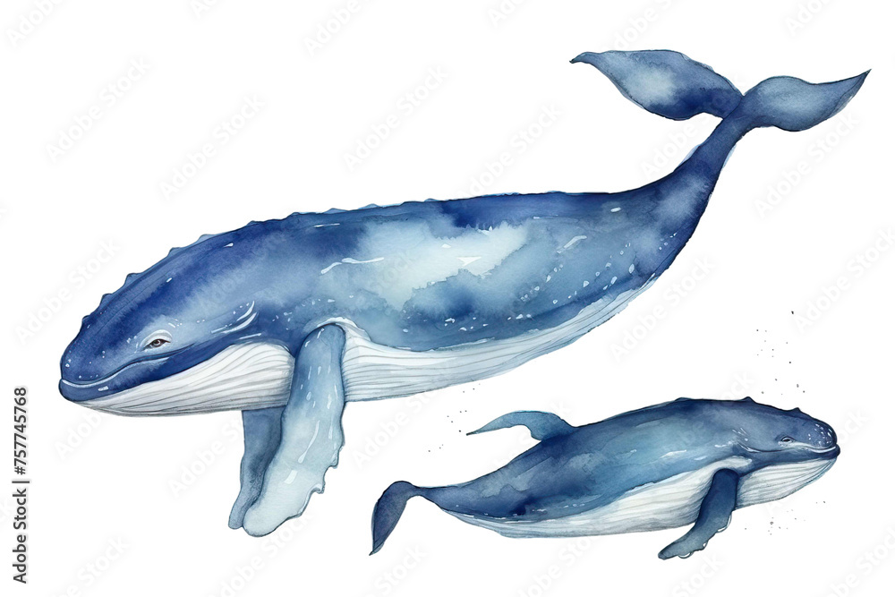 blue Watercolor whale