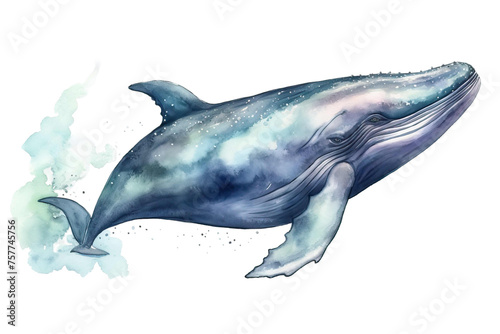 white blue isolated illustration Watercolor background whale © akk png