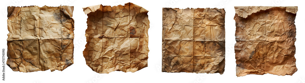 old paper, brown paper isolated on a transparent PNG background, white background, copy space, Generative Ai old paper, brown paper isolated on a transparent PNG background, white background, copy space, Generative Ai