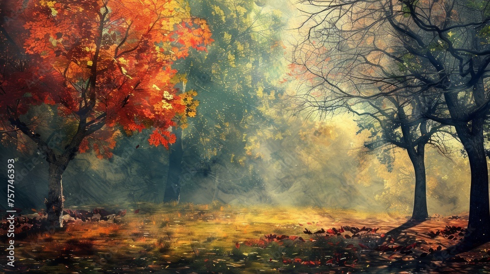 Trees, oil painting, artistic background