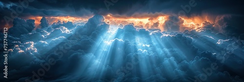 Dark Cloudscape Rays Light  Background Banner HD