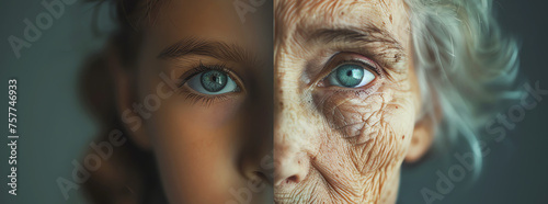 same woman aging concept, AI generated photo
