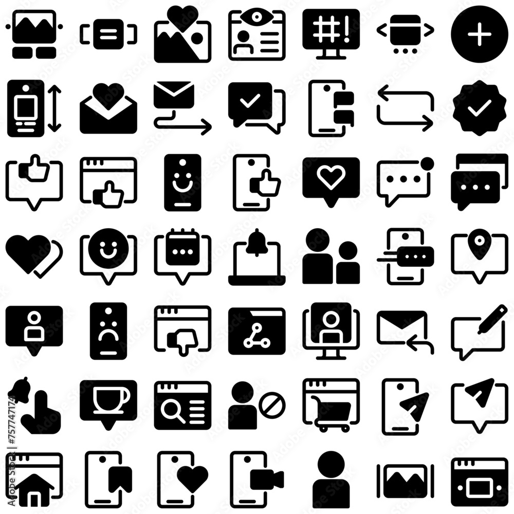 Vector of Social Media Interaction Icon Set. Perfect for user interface, new application
