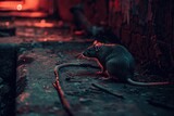a rat in the sewer , creepy situation
