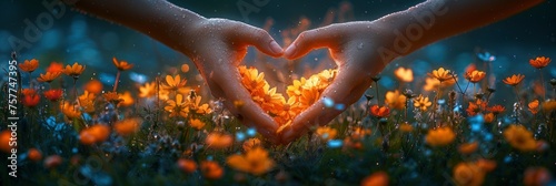 Female Hands Heart Shape On Nature  Background Banner HD