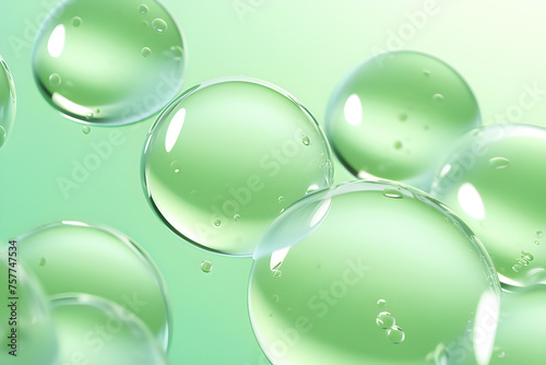 3d illustration of a transparent metaball with a huge number of parts on a green background,  generated by AI. 3D illustration photo