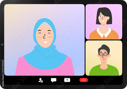 workplace video call meeting illustration