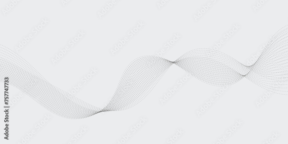 Fototapeta premium Abstract wave element for design. Digital frequency track equalizer. Stylized line art background. Vector illustration. Wave with lines created using blend tool. Curved wavy line, smooth stripe.