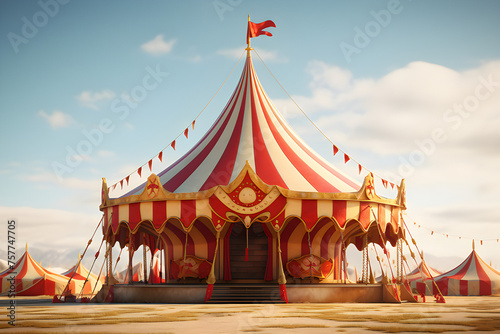 Illustration of a circus tent,  generated by AI. 3D illustration © Виталий Сова