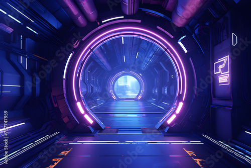 Abstract new space tunnel - intergalactic highway, space travel,  generated by AI. 3D illustration © Виталий Сова