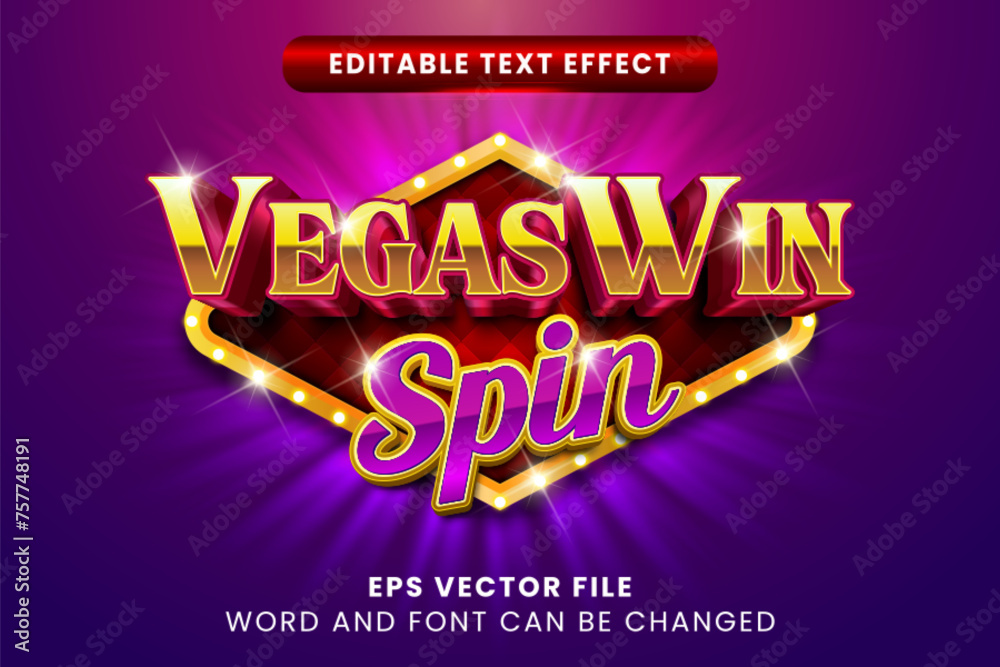 Vegas Win Casino Neon Editable Text Effect