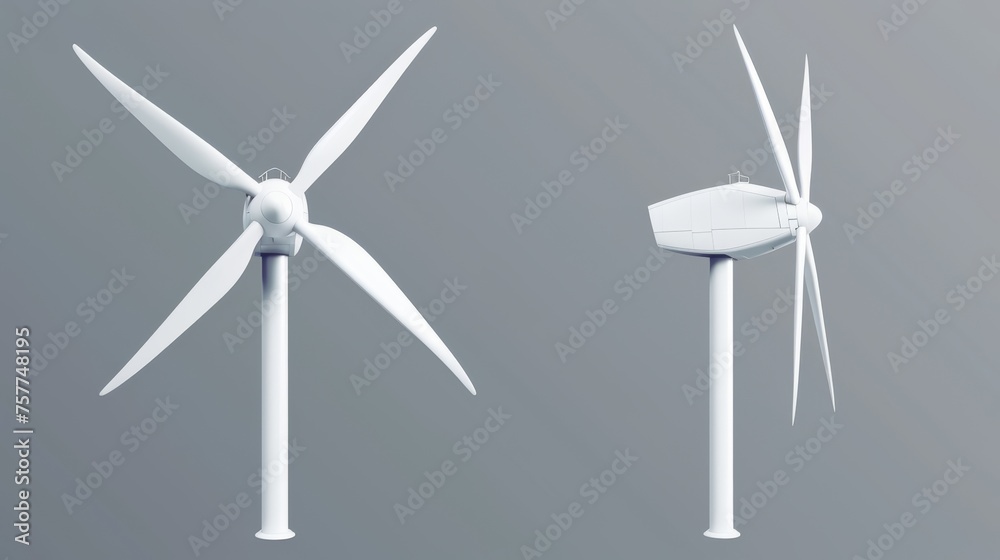 Angular view of wind turbine. Alternative renewable power generation ...
