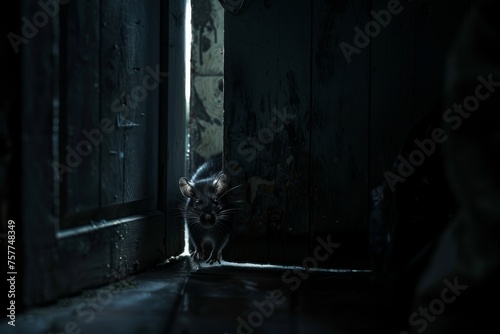 a rat behind the door, creepy situation 