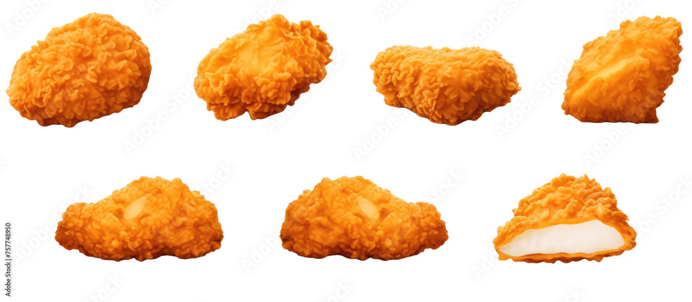 Collection set of fried chicken nugget isolated on transparent a white background Collection set of fried chicken nugget isolated on transparent a white background