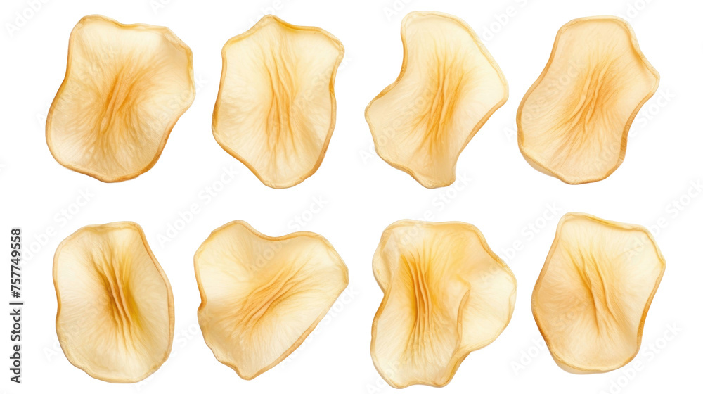Dried apple slices isolated on transparent a white background Dried apple slices isolated on transparent a white background