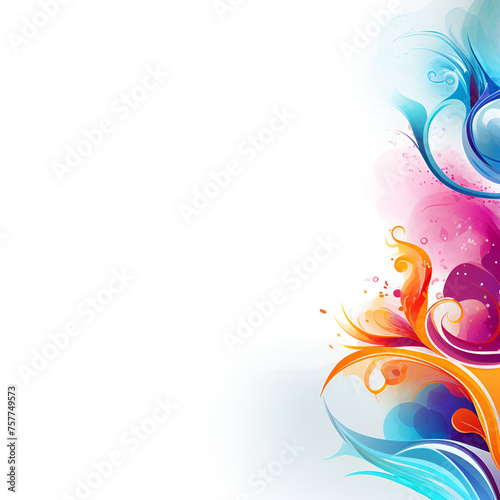 Colorful ink splashes blending into water, creating a vibrant abstract art piece symbolizing creativity and fluidity Colored smoke on white background Abstract frame with feathersand butterflies white