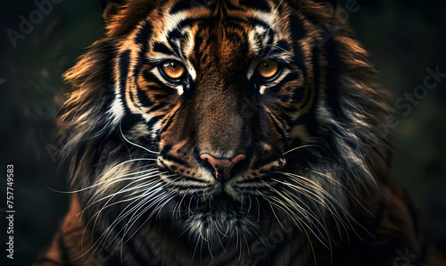 Tiger portrait action s face is angry and Looking at the camera  Generative AI