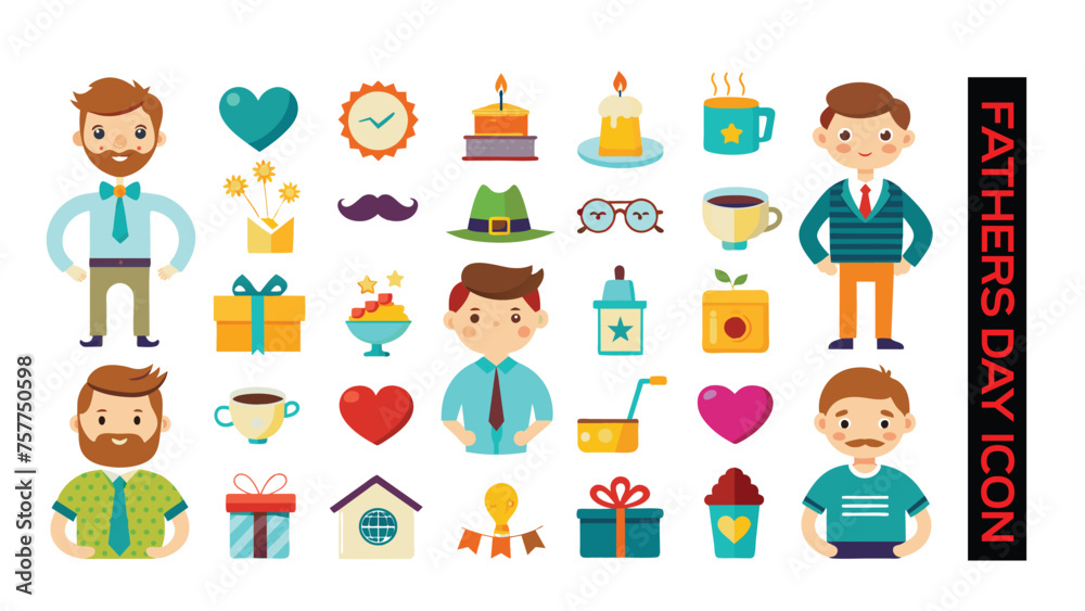 Fathers Day Flat icon pack vector illustration. set off Fathers Day icon Fathers Day Flat icon pack vector illustration. set off Fathers Day icon