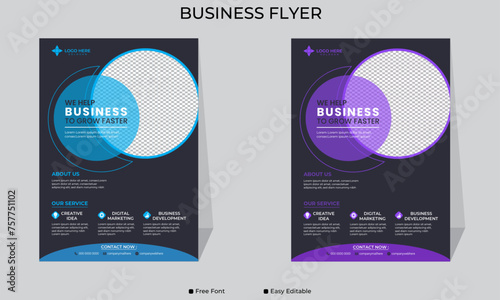 Corporate business flyer template with blue and purple geometric shapes, Business Flyer Template, Eye catching Design