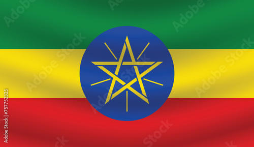 Flat Illustration of Ethiopia national flag. Ethiopia flag design. Ethiopia Wave flag. 