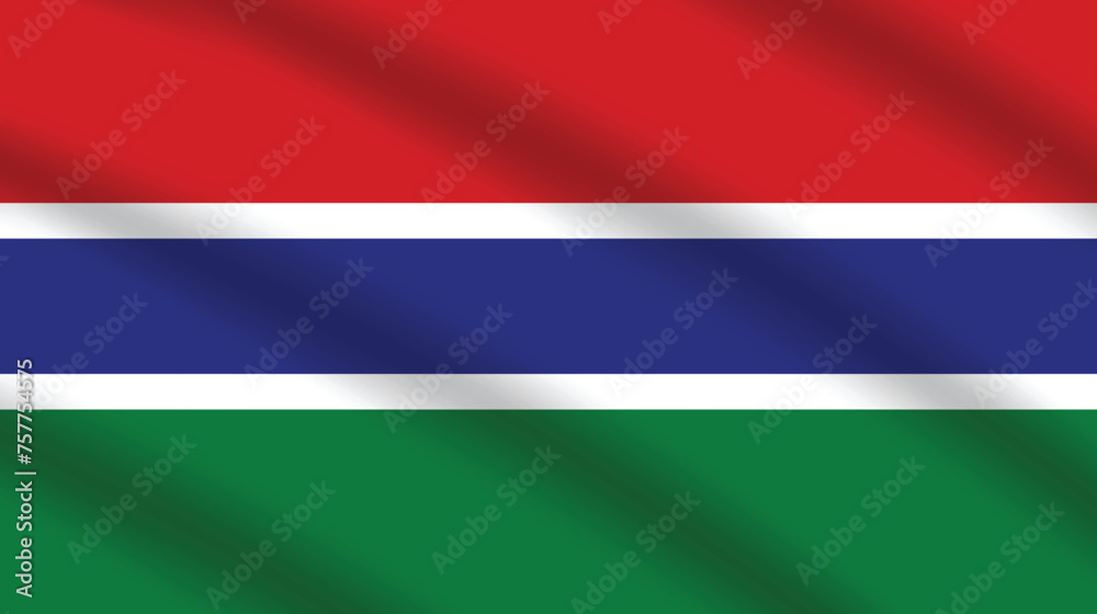 Flat Illustration of Gambia national flag. Gambia flag design. Gambia Wave flag.
