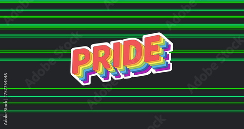 Image of pride over black background with green lines
