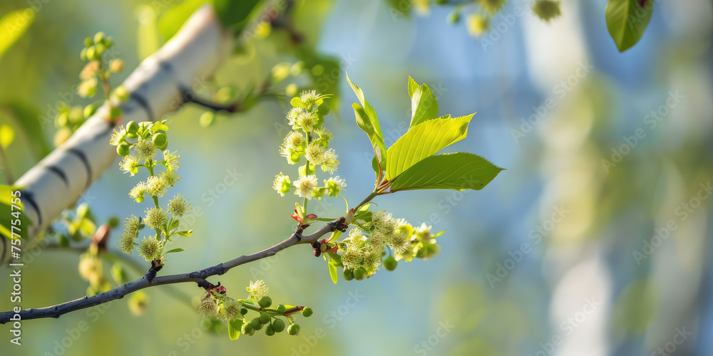 Birch tree Blossom. Vibrant birch tree Spring blossoms, buds on a twig, pollen allergy. Birch tree Blossom. Vibrant birch tree Spring blossoms, buds on a twig, pollen allergy.