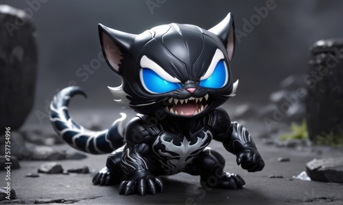 fearless cat and full body storm armour fully consumed by black symbiote photo