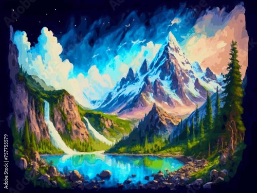 the mountain Background Autumnal scenery with a panoramic mountain view 