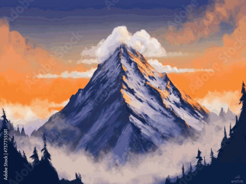 the mountain Background Autumnal scenery with a panoramic mountain view 