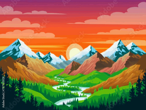 the mountain Background Autumnal scenery with a panoramic mountain view 