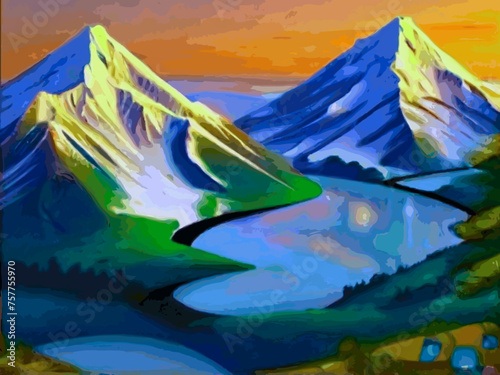 the mountain Background Autumnal scenery with a panoramic mountain view 