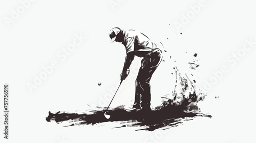 Hand drawn sketch of Golf player playing game in vector