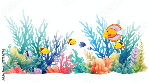 Fototapeta Naklejka Na Ścianę i Meble -  Horizontal marine frame made of tropical fish coral