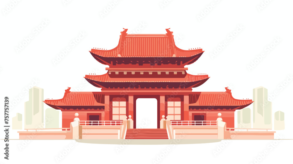 Illustration Old Building of Chinese Style temple .