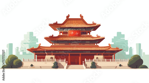 Illustration Old Building of Chinese Style temple .