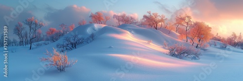 Square Hill Top Blanketed White Snow, Background Banner HD © Alex Cuong