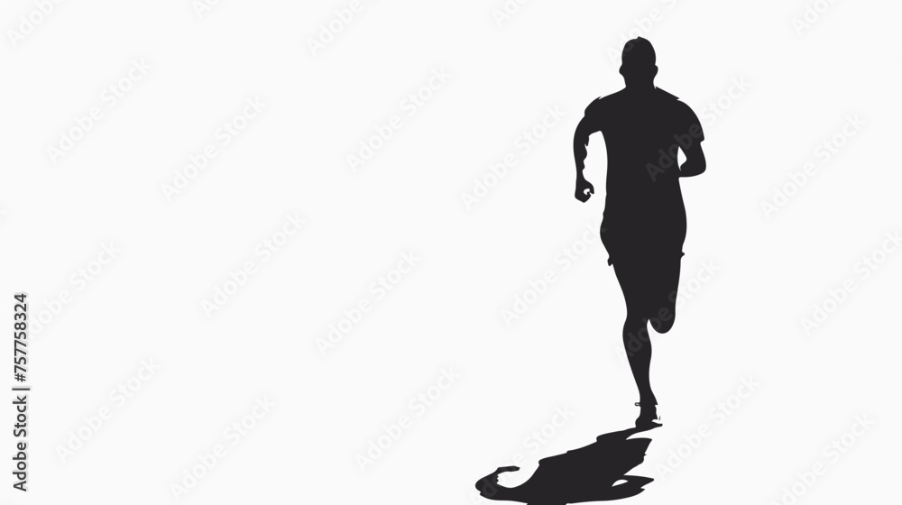 male runner athlete running front view black silhouette