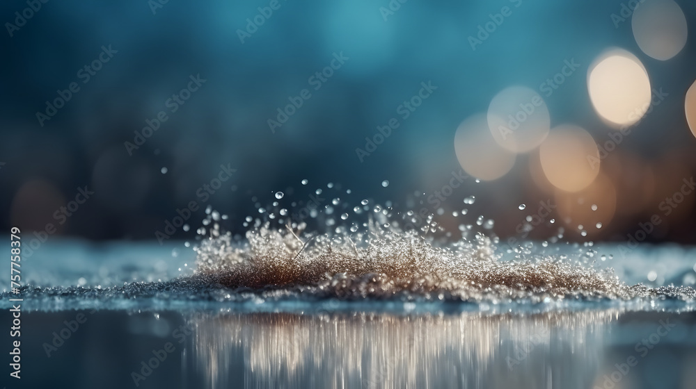 Christmas winter background with snow and blurred bokeh.Merry christmas and happy new year greeting card with copy-space - obrazy, fototapety, plakaty 