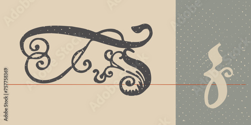 Letter Z logo set. Medieval Polish blackletter calligraphy. 15th century Schwabacher Gothic type.