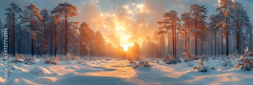 Winter Landscape Russia Snowy Field Trees, Background Banner HD