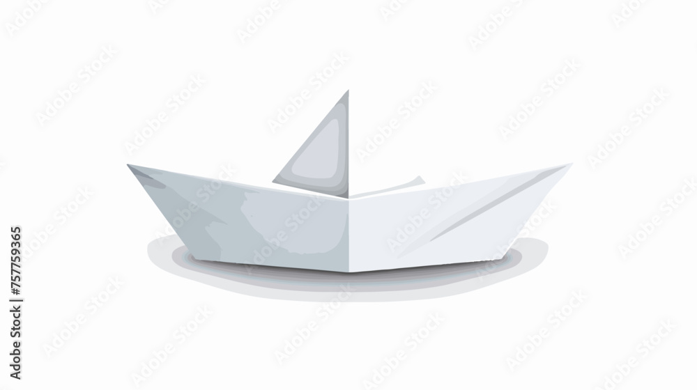 paper boat  white vector icon with shadow flat vector